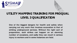 UTILITY MAPPING TRAINING FOR PROQUAL LEVEL 3 QUALIFICATION