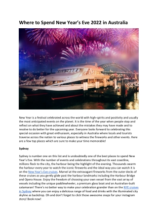 Where to Spend New Year’s Eve 2022 in Australia