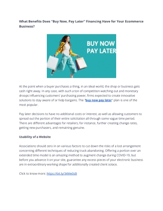 What Benefits Does "Buy Now, Pay Later" Financing Have for Your Ecommerce Busine