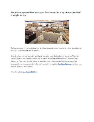 The Advantages and Disadvantages of Furniture Financing: How to Decide If It's R