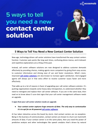 5 Ways to Tell You Need a New Contact Center Solution