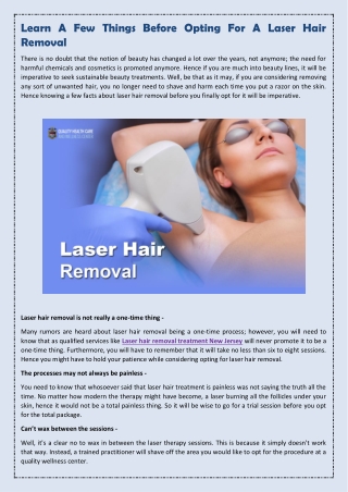 Learn A Few Things Before Opting For A Laser Hair Removal