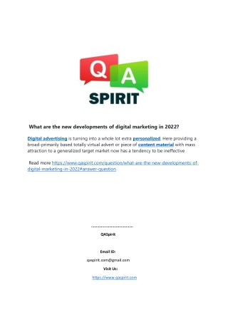 What are the new developments of digital marketing in 2022