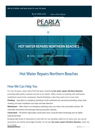 Hot Water Repairs Northern Beaches