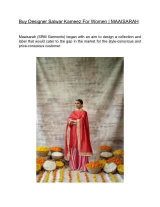 Buy Designer Salwar Kameez For Women  | MAAISARAH