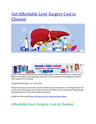 Get Affordable Liver Surgery Cost in Chennai- GoMedii
