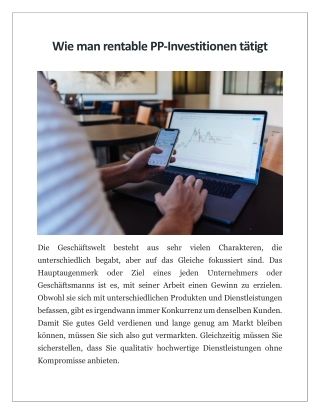 Wie man rentable PP-Investitionen tätigt
