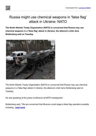 Russia might use chemical weapons in 'false flag' attack in Ukraine - NATO