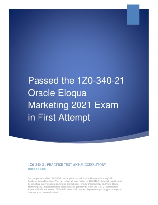 Passed the 1Z0-340-21 Oracle Eloqua Marketing 2021 Exam in First Attempt