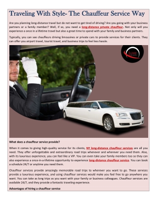 Traveling With Style- The Chauffeur Service Way