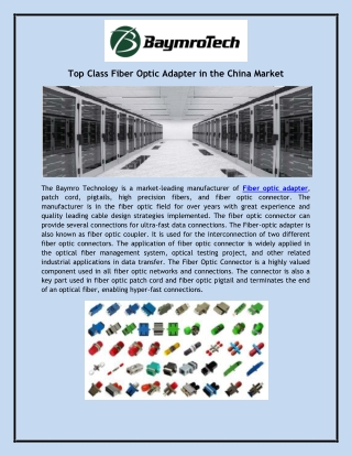 Top Class Fiber Optic Adapter in the China Market