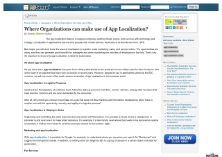 Where Organizations can make use of App Localization