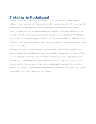 Top 5 trekking in Kodaikanal  Farm Walk  Thapovan Farmstay