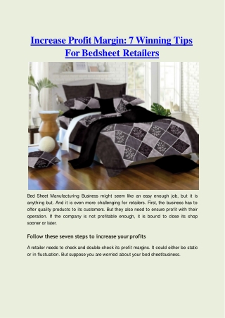 Winning Tips For Bedsheet Retailers To Increase Profit Margin