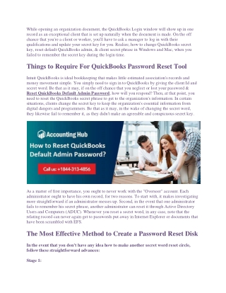 How to Reset QuickBooks Default Admin Password
