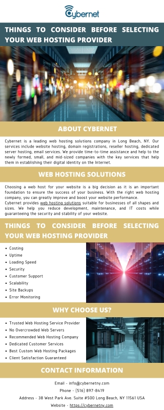 Things to Consider Before Selecting your Web Hosting Provider