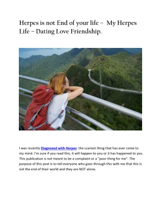 Herpes is not End of your life –  My Herpes Life – Dating Love Friendship