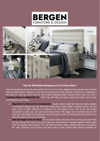 Affordable Shopping at a Furniture Store - Bergen Furniture & Design