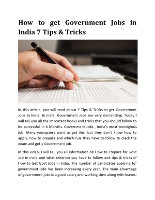 How to get Government Jobs in India 7 Tips & Tricks