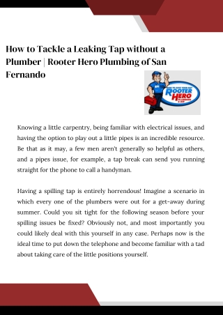 How to Tackle a Leaking Tap without a Plumber Rooter Hero Plumbing of San Fernando