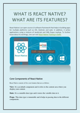 WHAT IS REACT NATIVE? WHAT ARE ITS FEATURES?