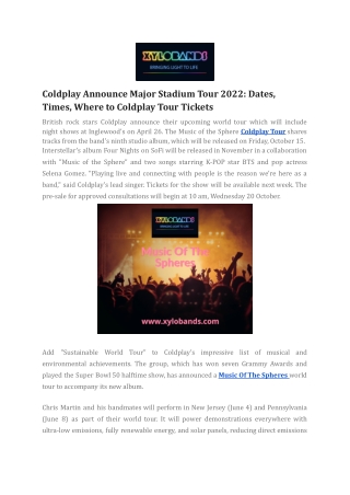 Coldplay Announce Major Stadium Tour 2022_ Dates, Times, Where to Coldplay Tour Tickets