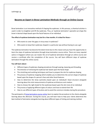 Become an Expert in Brow Lamination Methods through an Online Course