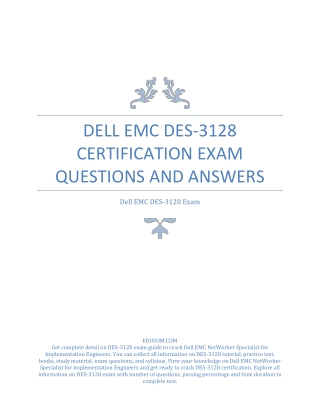 Dell EMC DES-3128 Certification Exam Questions and Answers