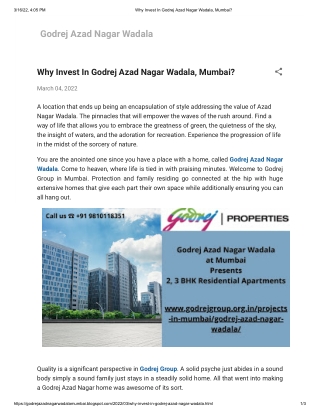 Godrej Azad Nagar Wadala Mumbai -Godrej new project in Mumbai