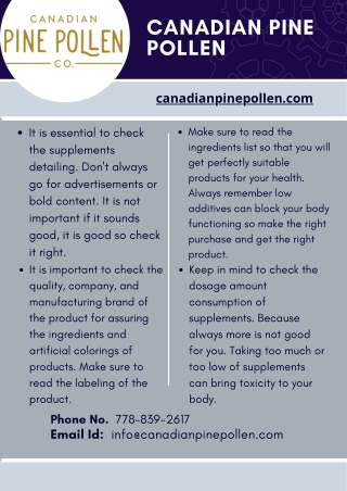 What are all things you should watch out for while buying pine pollen health sup