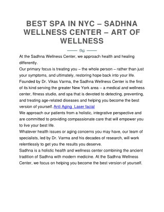 Anti Aging Clinic Near Me in NY