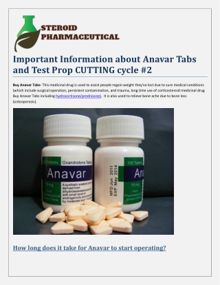 Buy Anavar Tabs and Test Prop CUTTING cycle