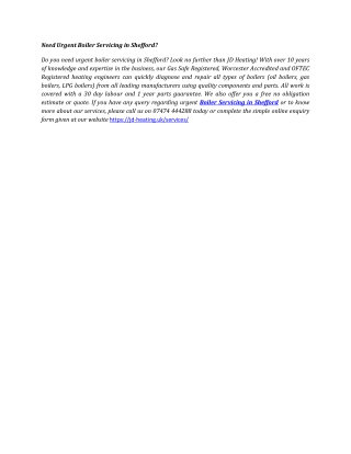 Need Urgent Boiler Servicing in Shefford?