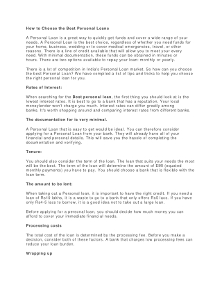Finding the Best Personal Loan for You