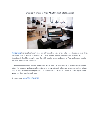 What Do You Need to Know About Point-of-Sale Financing?