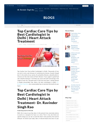 Top Cardiac Care Tips by Best Cardiologist in Delhi