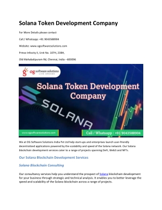 Solana Token Development Company