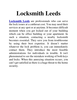 Locksmith Leeds