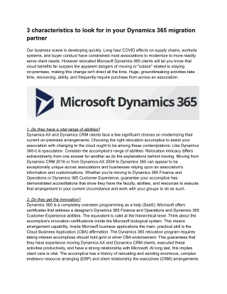 3 characteristics to look for in your Dynamics 365 migration partner