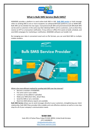 What is Bulk SMS Service