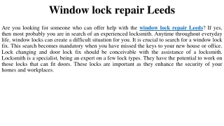 Window lock repair Leeds