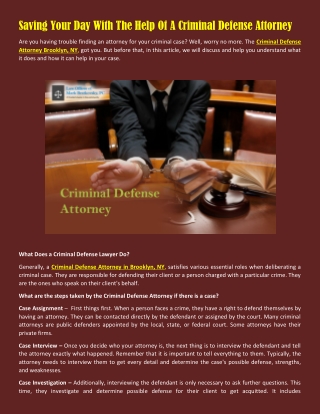 Saving Your Day With The Help Of A Criminal Defense Attorney