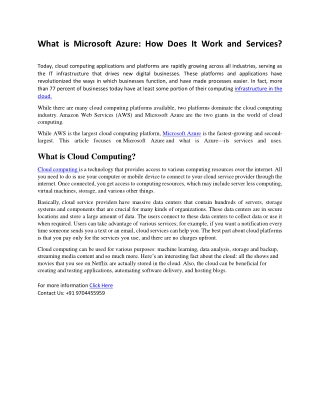 What is Microsoft Azure: How Does It Work and Services?