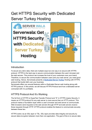 Get HTTPS Security with a Dedicated Server Turkey Hosting