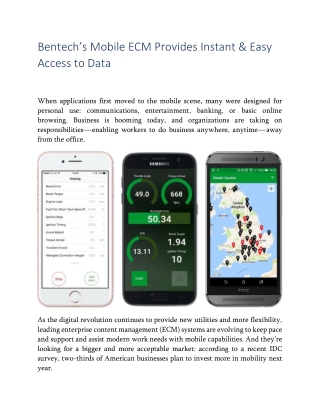 Bentech’s Mobile ECM Provides Instant & Easy Access to Data