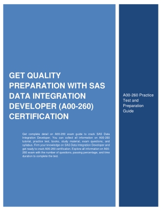 Get Quality Preparation with SAS Data Integration Developer (A00-260) Cert