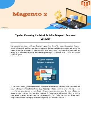 Tips for Choosing the Most Reliable Magento Payment Gateway