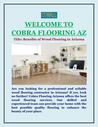 Benefits of Wood Flooring in Arizona