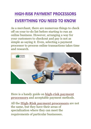 High-Risk Payment Processors  Everything You Need To Know
