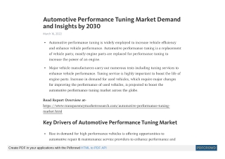 Automotive Performance Tuning Market Demand and Insights by 2030